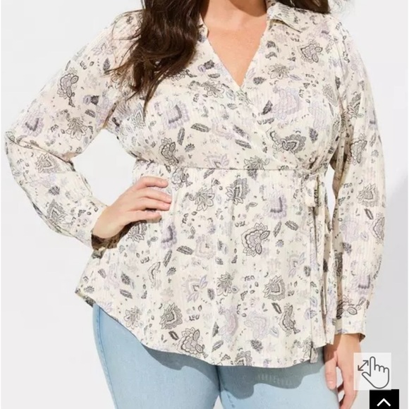 Torrid Stripe Satin Collared Surplice Blouse new size 1X - Picture 6 of 7